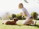 a nice sence - lady and her dog in the sun