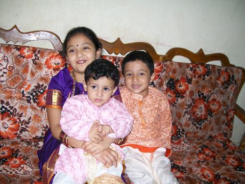 love - my son possing with his cousin brother & sister