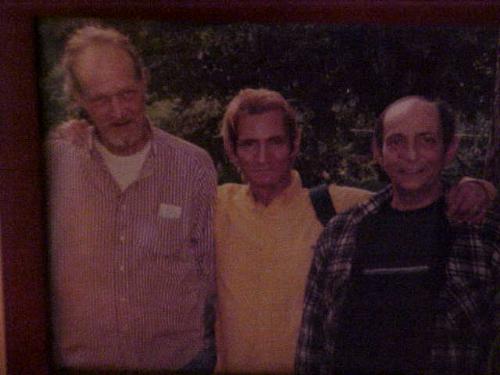 Friends from before - I'm the odd fella on the far left. The fella in the center is Mark, presently our roommate and to the right is Jim who died some time back from liver complications from hepatitis and was Sammie's former owner.