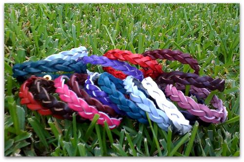 Braided Leather Wristbands - These are hand-made leather braided wristbands that come in several colors. You can wear one, two, or even three at a time! Very comfy and stylish.