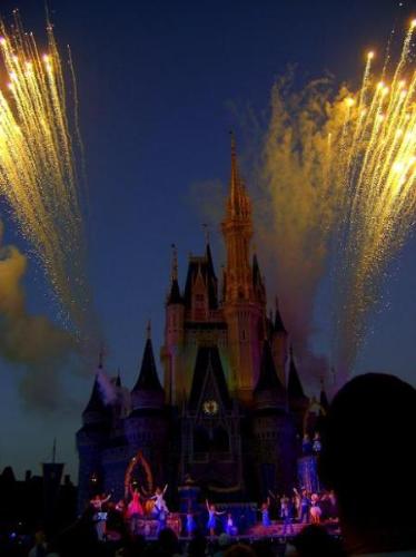 the castle @ magic kingdom - fireworks after the show at magic kingdom in disneyworld, florida