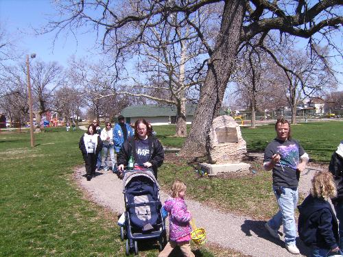 Easter egg hunt - Children hunting easter eggs