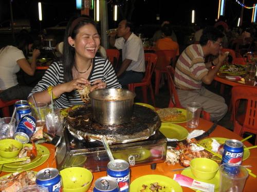 takaw takaw - me eating so many seafood in steam boat in Singapore Marina Bay...
