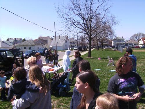kids - kids gathered for an easter egg hunt