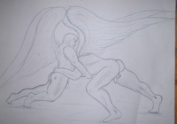 Male Nude Wrestlers Drawing - Male Nude Wrestlers Drawing 26'X 32'