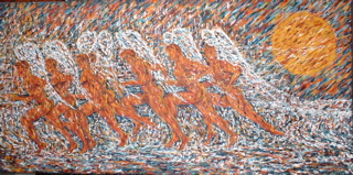 Seven Naked Runners - Seven Naked Runners oil on canvas 32' X 48'