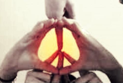 peace! - Friends making peace sign.