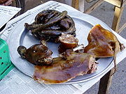 A dog meat platter - Dog meat a popular delicacy in some parts of the world