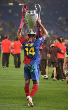 Henry With Champions League Trophy - King Henry (Barcelona) with 2009 Champions League Trophy. After beating manchester united 2-0