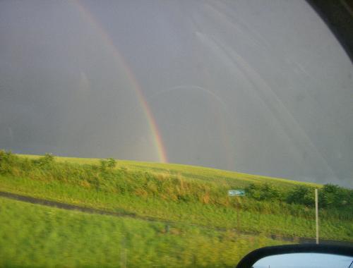 Double Rainbow - I was driving to pick up my husband when I saw this, I did my best to take pictures while driving.