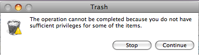 insufficient privledges to empty thrash - insufficient privledges to empty thrash in Leopard