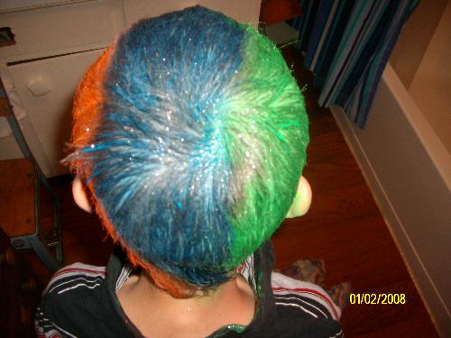 Wild Hair Day - Colorful hair my son wanted for spirit week.