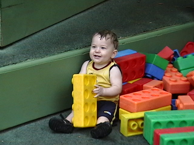 my block - These blocks were just about as big as he was. He had a blast playing with them.