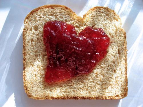 A heart made of jam  - This picture is of a jam heart on toast. Credits go to Bob Fornal