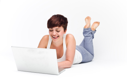 Computer Girl - Beautiful Girl Operating Laptop
