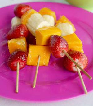 Yummy fruit skewers - These are so simple to make and always go down well with kids... just use their favorite fruits