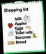 Shopping list - List of what to shop