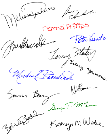 Signatures - Sample signatures.