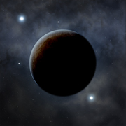 Dark Planet - Here you see a Spaceinvasion planet that has the dark side facing you. It is a pretty good planet, with lots of space for buildings... Very close to the sun.