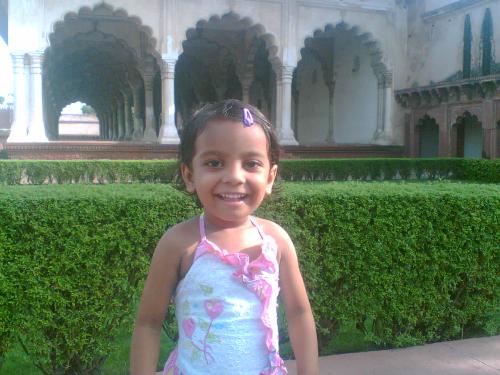 My daughter at Agra Fort - My cute daughter in fort, Agra