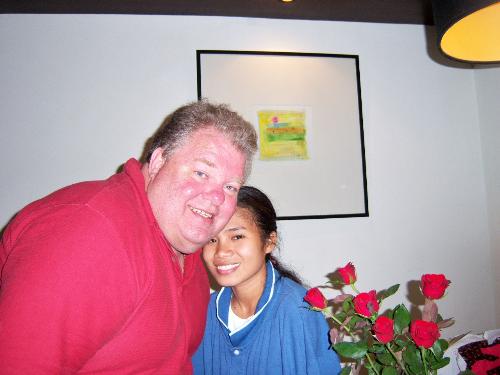 me and my honey - this photo was taken last April 30, 2009. the first time that my boyfriend visited me here in the Philippines.. the place where we took this photo is in water front hotel, Cebu. one of the five star hotels in the Philippines, taken by my classmate named Jesela