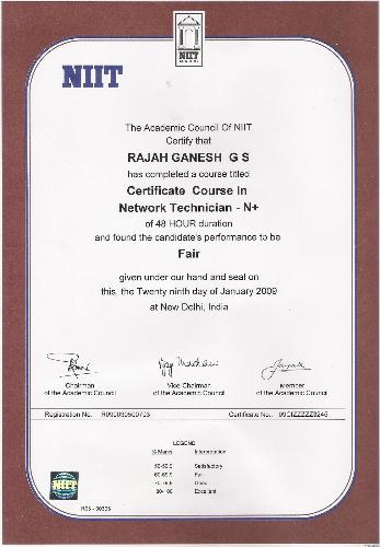 Rajah Ganesh G.S. Certificate - My certificate of completion N+
