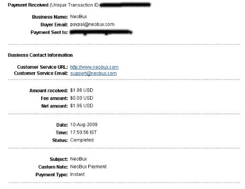 1st Payment from NeoBux  - My 1st NeoBux Payment