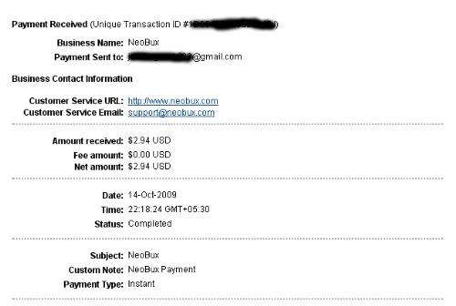 2nd Payment from NeoBux  - My 2nd NeoBux Payment