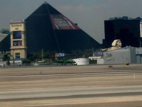 Picture of the Luxor in Las Vegas - Taken from Air - I took this picture on the air plane as I was leaving Las Vegas of the Luxor Hotel.