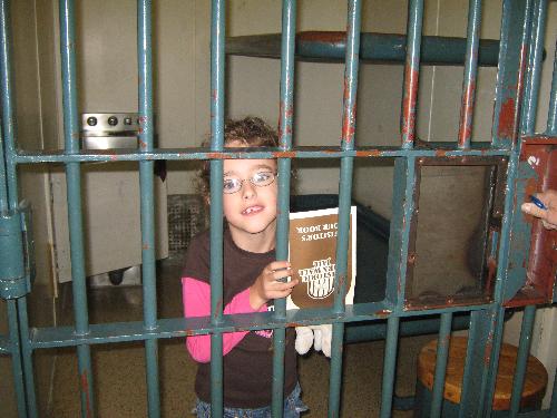 at the museum - my daughter at the jail museum