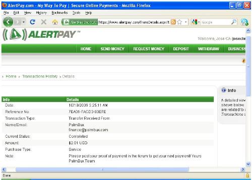 palmbux-first pay out - jpeg image of palmbux-first pay out