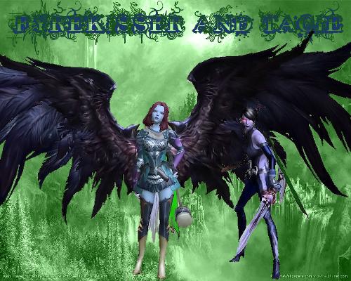 Fyrekisser & Tacie - This is a background I made of my 2 level 24 characters, I hope you enjoy :)