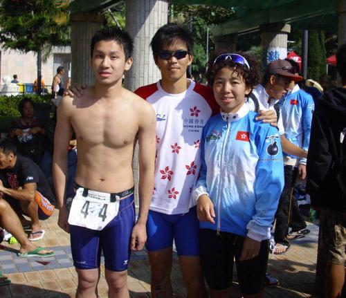 Triathlon team family - This is my triathlon team family with our leader. He coaches me trlathlon!