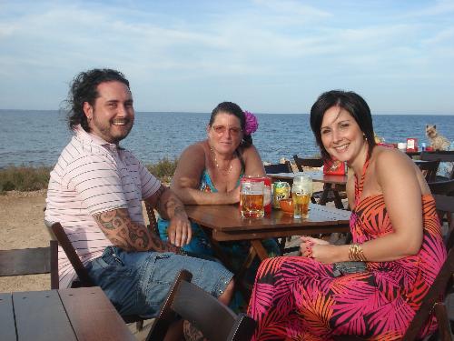 Punta Prima, Spain - With friends at a beach bar for drinks before dinner.