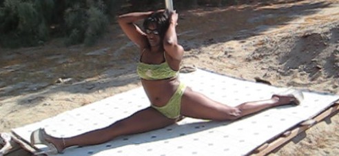 Split - Me doing a split next to my pole