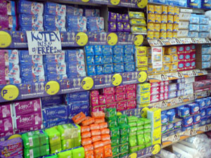 sanitary napkins - sanitary napkins on the shelves