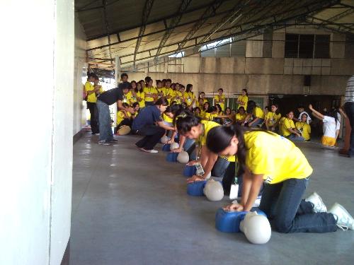 CPR Training - CPR return demonstration by college students