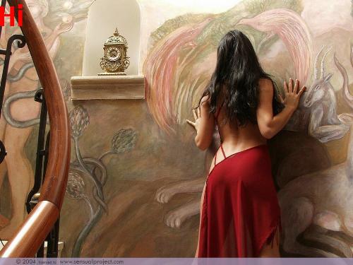 girl with wall - a sexy girl posing while stading with wall