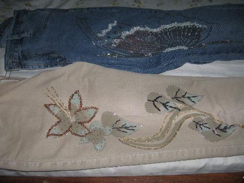 beaded jeans  - jeans designed with beads, etc.