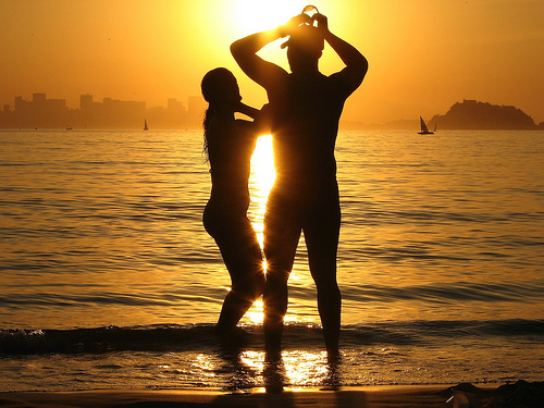 Playing in the sunset - A beautiful moment
