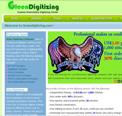 Official website of www.greendigitizing.com - greendigitizing.com is committed to delivering high quality embroidery digitizing services tailored to meet your needs. We are proud to say that our company is one of the Best Embroidery Digitizing Service Company in the world.