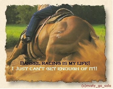 Barrel Racing - Barrel racing is a sport in the equestrian field. It consists of a clover leaf pattern comprised of three barrels. Riders must complete the pattern while running against the clock and the fastest time wins!