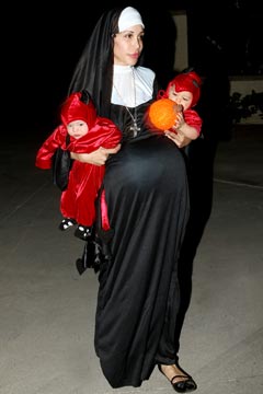 Octomom Nadya Suleman's Halloween costume. - 'A pregnant nun, which is controversial enough, combined with eight devil babies, was bound to get the paparazzi snapping.'