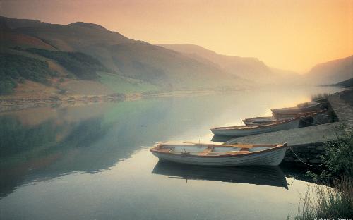 Foggy River - Foggy river with abandoned boats