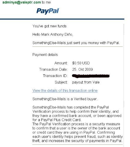 Proof of payment by valeptr - proof of payment of a paying ptr/ptc site