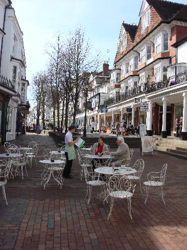the Pantiles - The Pantiles was a social centre of the town. After finding the wells here, Royal family started to visit it.  According to town's record, Princess Anne visited the wells several times before she became queen. When her son, the Duke of Gloucester, slepped on the muddy colonnade near the spring, she left money for it to be paved in 1698. Clay tiles called 'Pantiles' were used and the area has been known as 'The Pantiles' ever since.