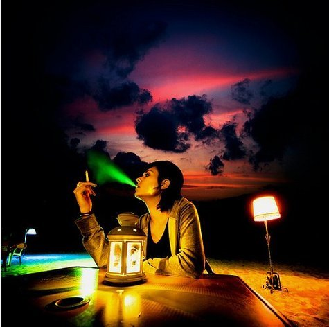 Colors and a woman smoking? - I hope it's nothing too bad by borrowing this photo from a google search..? Anyway, I found this pic after searching 'graphic artists works' or something like that. I really like the colors and the viewpoint.
