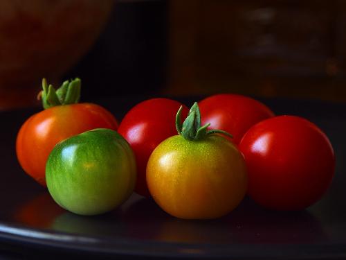 Cherry Tomatoes - Some say tomatoes are a fruit, others a veggie. I've put pics in both categories : )