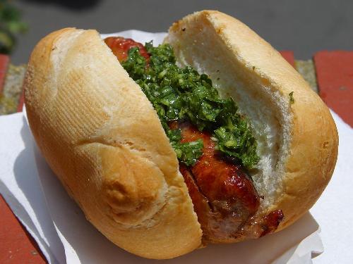 Hot dog - A hot dog on a plate.