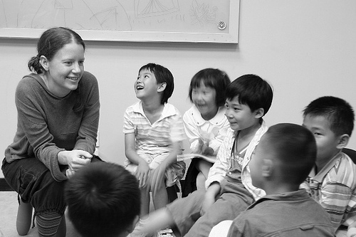 teaching - teacher and her students